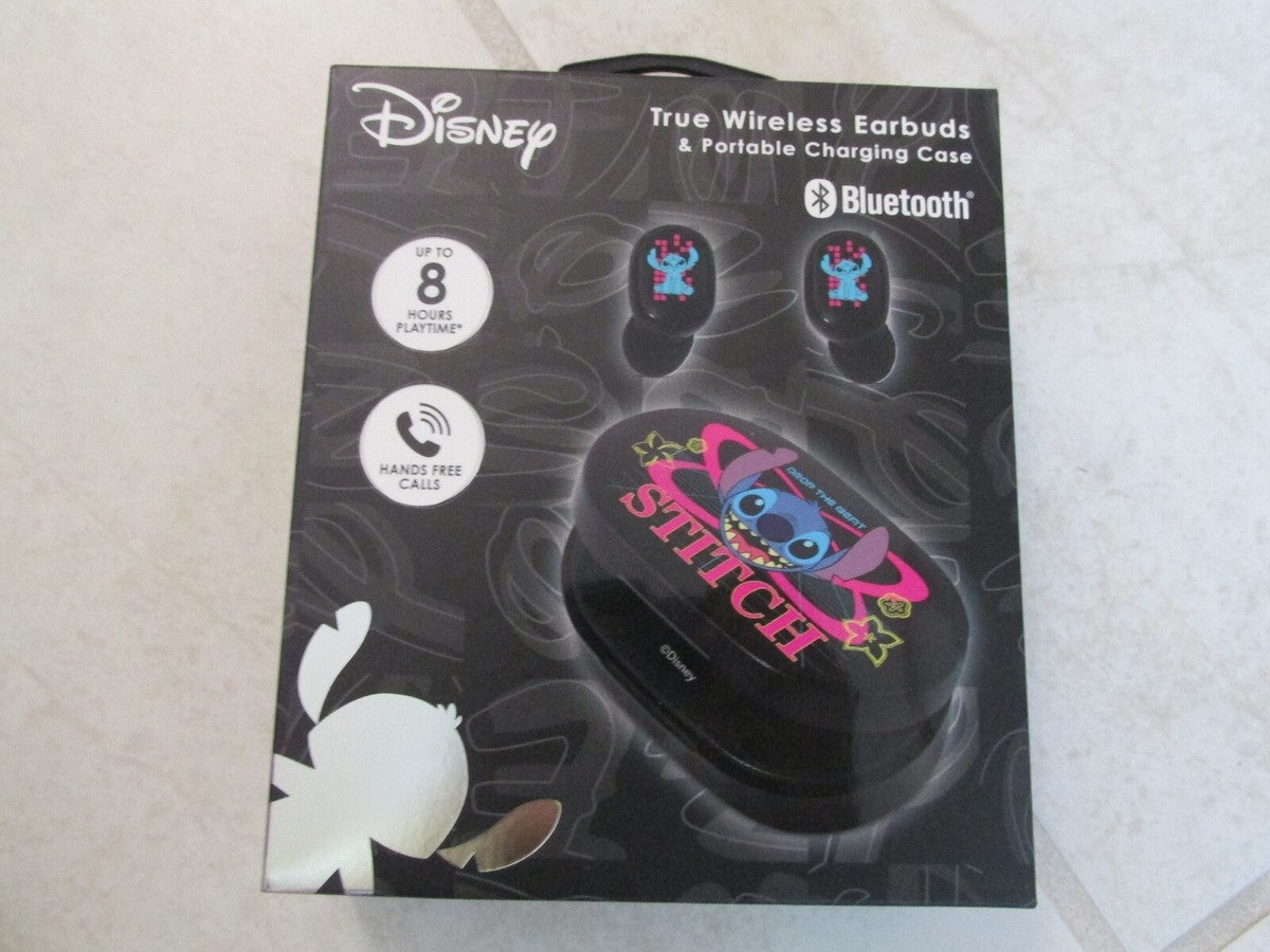 Disney Stitch True Wireless Earbuds And Bluetooth Charging Case