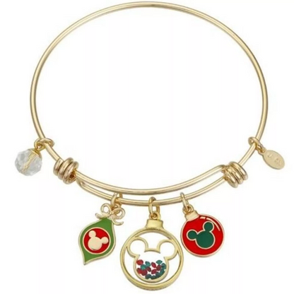 Disney Christmas Mickey Expandable Charm Bangle Bracelet